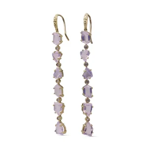 Stephen Dweck Luxury Galactical Lavender Moon Quartz and Diamond 0.35ct Earrings in 18K Gold< Earrings