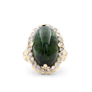 Stephen Dweck Luxury Green Tourmaline 22ct and Diamond 0.75ct Ring in 18K Gold< Rings