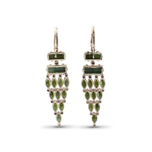 Stephen Dweck Luxury Green Tourmaline 15.25ct and Diamond 0.35ct Earring in 18K Gold< Earrings