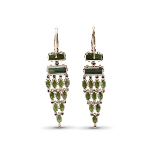 Stephen Dweck Luxury Green Tourmaline 15.25ct and Diamond 0.35ct Earring in 18K Gold< Earrings