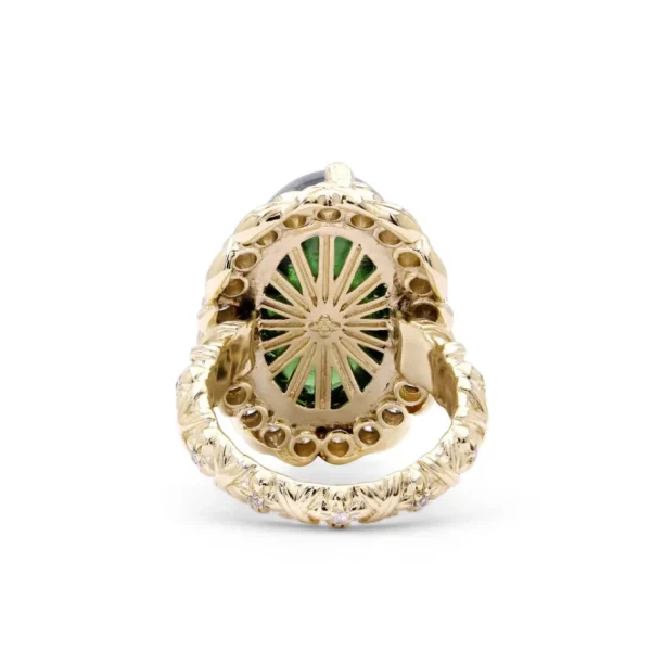 Stephen Dweck Luxury Green Tourmaline 22ct and Diamond 0.75ct Ring in 18K Gold< Rings