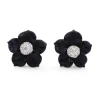 Stephen Dweck Luxury Hand Carved Black Mother of Pearl and Diamond Earrings in 18K White Gold< Earrings