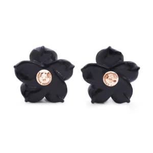 Stephen Dweck Luxury Hand Carved Black Mother of Pearl and Diamond Earrings in 18K Rose Gold< Earrings