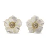 Stephen Dweck Luxury Hand Carved Mother of Pearl and Diamond Earrings in 18K Gold< Earrings