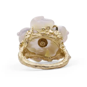 Stephen Dweck Luxury Hand Carved Mother of Pearl and Diamond 0.25ct Ring in 18K Gold< Rings