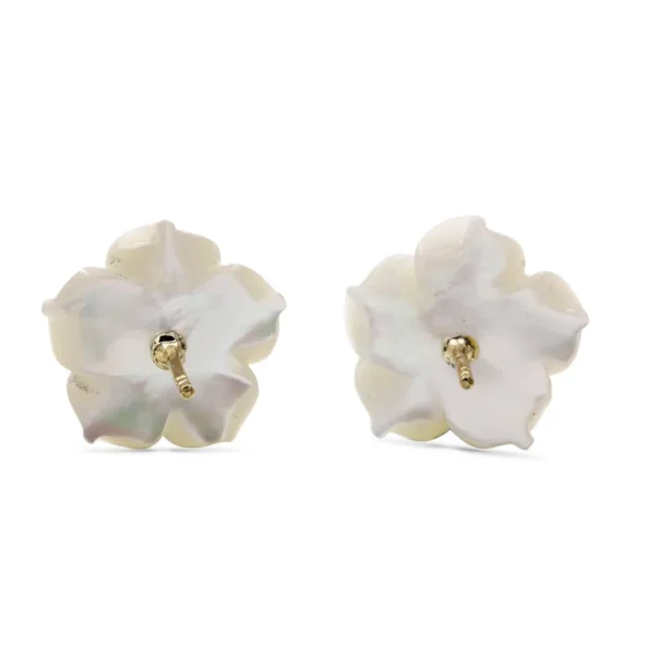 Stephen Dweck Luxury Hand Carved Mother of Pearl and Diamond Earrings in 18K Gold< Earrings