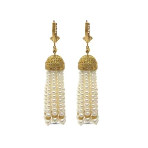Stephen Dweck Luxury Pearlicious White Pearl and Diamond 0.35ct Earring in 18K Gold< Earrings