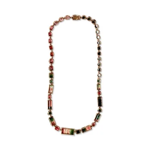 Stephen Dweck Luxury Pink Green and Watermelon Tourmaline 84ct and Diamond 0.75ct Necklace in 18K Gold< Necklace