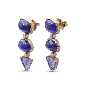 Stephen Dweck Luxury Tanzanite 41ct and Diamond 0.25ct Earring in 18K Gold< Earrings