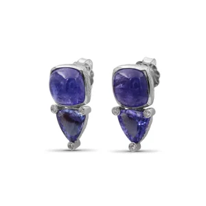 Stephen Dweck Luxury Tanzanite 22ct and Diamond 0.15ct Earring in 18K Gold< Earrings