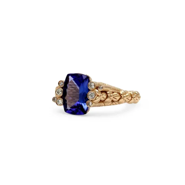 Stephen Dweck Luxury Tanzanite 3.2ct and Diamond 0.15ct Ring in 18K Gold< Rings