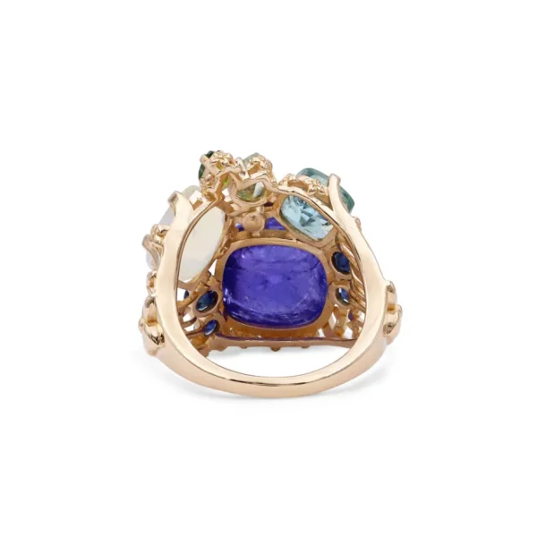 Stephen Dweck Luxury Tanzanite 10.6ct Emerald 1.4ct Opal 1.7ct Tsavorite 0.40ct Sapphire 0.6ct and Diamond 0.02ct Ring in 18K Gold< Rings