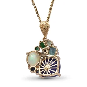 Stephen Dweck Luxury Tanzanite 17.2ct Opal 2.75ct Emerald 1.3ct Blue Sapphire Tsavorite Chrome Diopide and Diamond 0.20ct Pendant in 18K Gold< Necklace