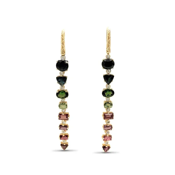 Stephen Dweck Luxury Tourmaline 10.2ct and Diamond 0.35ct Earring in 18K Gold< Earrings