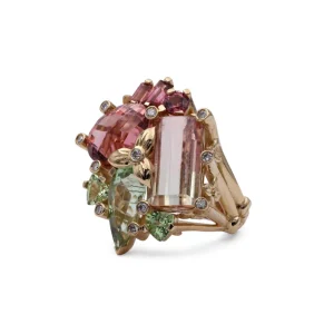 Stephen Dweck Luxury Tourmaline 14.55ct and Diamond 0.15ct Ring in 18K Gold< Rings