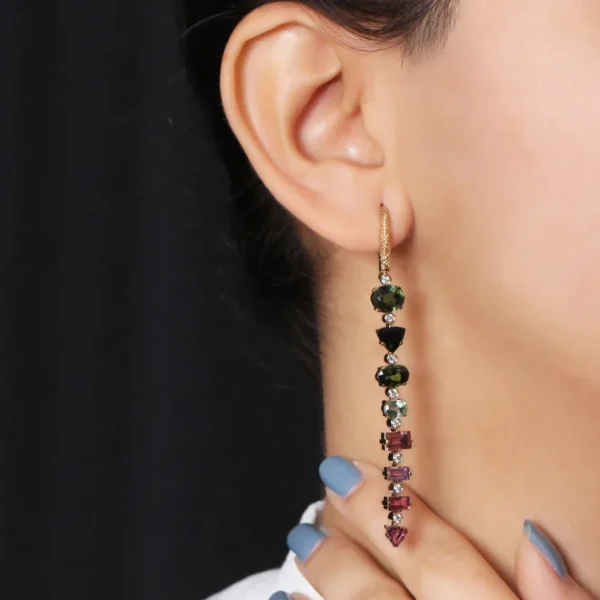 Stephen Dweck Luxury Tourmaline 10.2ct and Diamond 0.35ct Earring in 18K Gold< Earrings