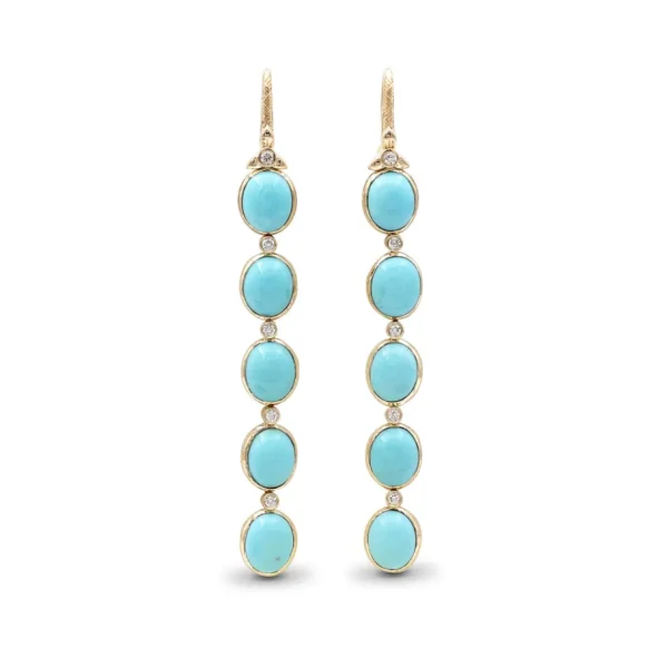 Stephen Dweck Luxury Turquoise 20ct and Diamond 0.35ct Earring in 18K Gold< Earrings