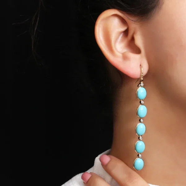 Stephen Dweck Luxury Turquoise 20ct and Diamond 0.35ct Earring in 18K Gold< Earrings