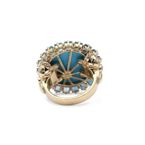 Stephen Dweck Luxury Turquoise 16.6ct Blue Topaz 3.9ct and Diamond 0.20ct Ring in 18K Gold< Rings