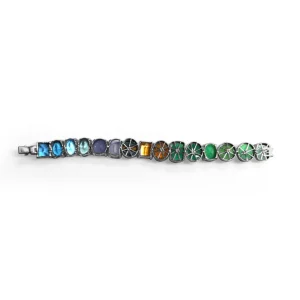 Stephen Dweck One of a Kind Facet Chalcedony Chrysoprase London Blue Topaz Citrine Natural Quartz over Facet Chalcedony Blue Topaz Natural Quartz over Calsilica Hand Carved Citrine and Diamond 0.09ct Bracelet in Sterling Silver with 18K Gold Diamond Pave Adam< Bracelets