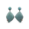 Stephen Dweck One of a Kind Half Carved Half Smooth Turquoise Turquoise and Diamond 0.35ct Earring in Sterling Silver with 18K Gold Diamond Pave Adam< Earrings