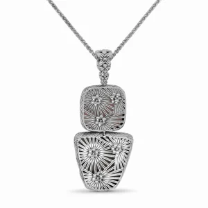 Stephen Dweck One of a Kind Hand Carved Rose Quartz and Jasper Pendant in Sterling Silver with 18K Gold Diamond Pave Adam- 20In/51Cm< Necklace
