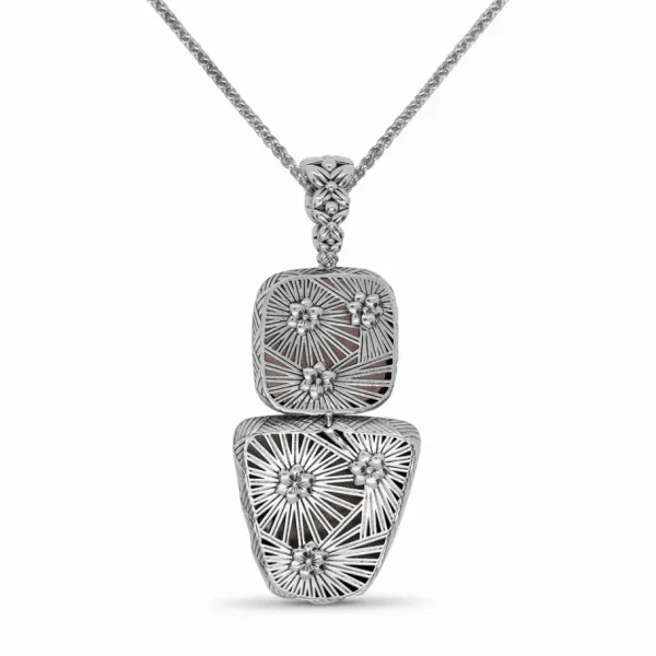 Stephen Dweck One of a Kind Hand Carved Rose Quartz and Jasper Pendant in Sterling Silver with 18K Gold Diamond Pave Adam- 20In/51Cm< Necklace