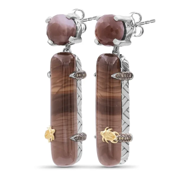 Stephen Dweck One of a Kind Jasper Earrings in Sterling Silver with 18K Gold Adam< Earrings