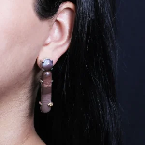 Stephen Dweck One of a Kind Jasper Earrings in Sterling Silver with 18K Gold Adam< Earrings