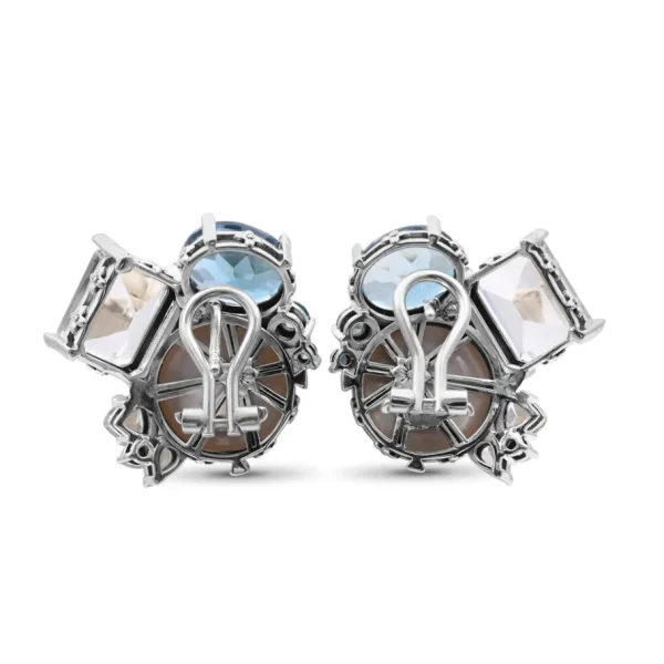 Stephen Dweck One of a Kind London Blue Topaz Natural Quartz White Mabe Pearl and Diamond 0.03ct Earring in Sterling Silver with 18K Gold Adam< Earrings