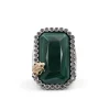 Stephen Dweck One of a Kind Malachite and Champagne Diamond 0.61ct Ring in Sterling Silver with 18K Gold Adam< Rings