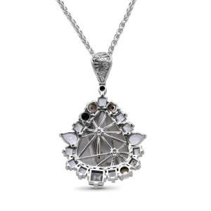 Stephen Dweck One of a Kind Natural Quartz White Pearl Grey Pearl Labradorite Smooth Phantom Quartz and Diamond 0.11ct Pendant in Sterling Silver with 18K Gold Diamond Pave Adam< Necklace