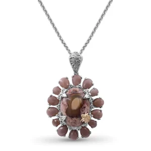 Stephen Dweck One of a Kind Opal and Jasper Pendant in Sterling Silver with 18K Gold Adam< Necklace