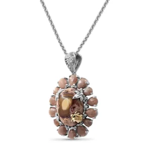 Stephen Dweck One of a Kind Opal and Jasper Pendant in Sterling Silver with 18K Gold Adam< Necklace