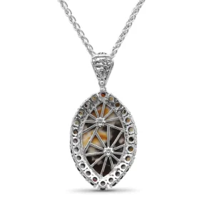 Stephen Dweck One of a Kind Smooth Peanut Wood Orange Sunstone Smooth Smoky Quartz White Pearl and Diamond 0.11ct Pendant in Sterling Silver with 18K Gold Diamond Pave Adam< Necklace