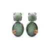 Stephen Dweck One of a Kind Top Facet Natural Quartz Over Green Turquoise and Smooth Green Turquoise Earring in Sterling Silver with 18K Gold Adam< Earrings