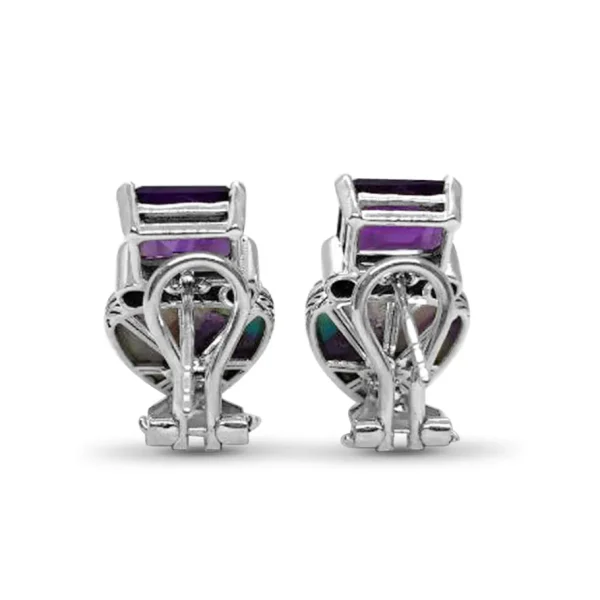 Stephen Dweck One of a Kind Turquoise Pastel Color Mosaic Amethyst Earring in Sterling Silver with 18K Gold Adam< Earrings