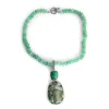 Stephen Dweck One of a Kind Vintage Hand Carved Jade Faceted Chrysoprase and Chrysoprase Bead Necklace in Sterling Silver with 18K Gold Adam< Necklace