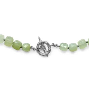 Stephen Dweck One of a Kind Vintage Hand Carved Jade Faceted Moonstone and Chalcedony Pendant in Sterling Silver with 18K Gold Adam< Necklace
