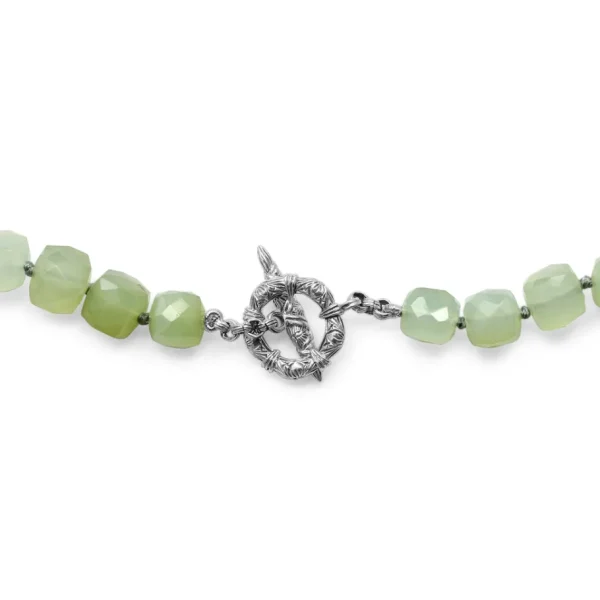 Stephen Dweck One of a Kind Vintage Hand Carved Jade Faceted Moonstone and Chalcedony Pendant in Sterling Silver with 18K Gold Adam< Necklace