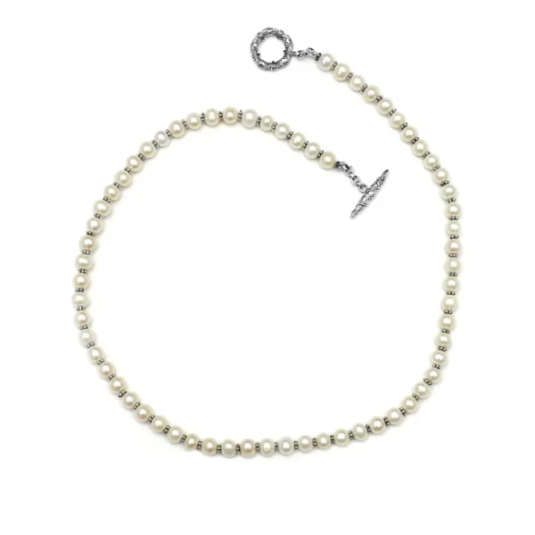 Stephen Dweck Pearlicious 7MM Round White Pearl Necklace in Sterling Silver< Necklace