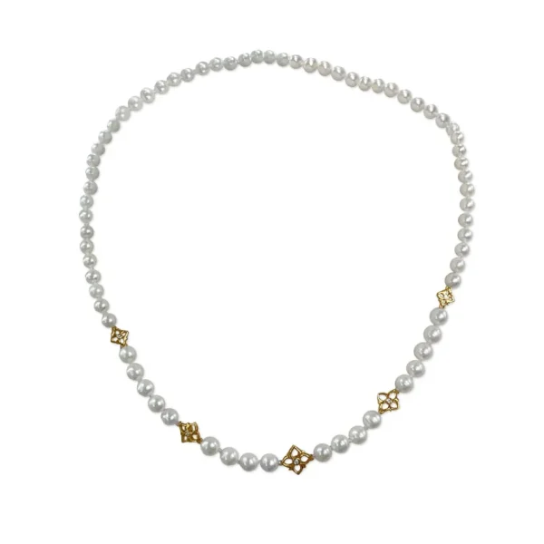 Stephen Dweck Pearlicious 4-6mm White Pearl and White Diamond 0.10ct Necklace in 18K Gold< Necklace