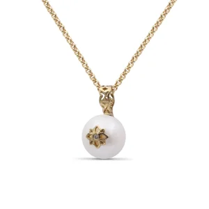 Stephen Dweck Pearlicious 10mm White Pearl and White Diamond Pendant in 18K Gold< Necklace