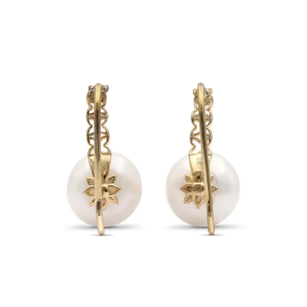 Stephen Dweck Pearlicious 10mm White Pearl and White Diamond Earring in 18K Gold< Earrings