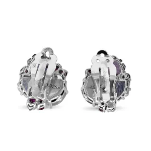 Stephen Dweck Rockrageous Amethyst Rhodolite Garnet Pink Tourmaline Lavender Moon Quartz and Mabe Pearl Clip Earrings in Sterling Silver< Earrings