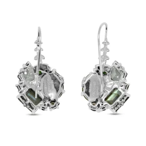 Stephen Dweck Rockrageous Gold Hair Rutilated Quartz Labradorite Green Prasiolite Peridot Chrome Diopside and Smoky Quartz Earrings in Sterling Silver< Earrings