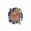 Stephen Dweck Rockrageous Gold Rutilated Quartz Mother of Pearl Rhodonite Citrine Yellow and Lemon Quartz Amethyst Lavender Moon Quartz Pink Tourmaline Smoky and Cognac Quartz Ring in Sterling Silver< Rings