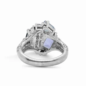 Stephen Dweck Rockrageous Hand Carved Mother of Pearl Amethyst Pink Tourmaline Lavender Moon Quartz and Chalcedony Cluster Ring in Sterling Silver< Rings