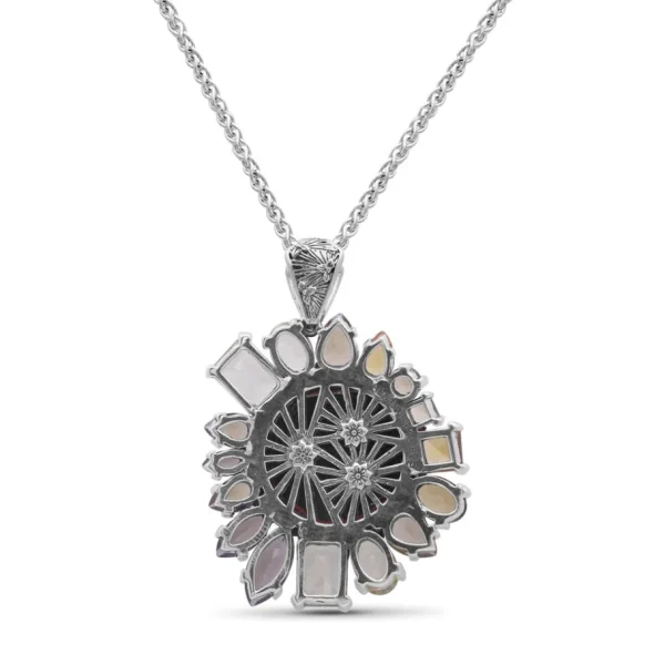 Stephen Dweck Rockrageous Hand Carved Natural Quartz Gold Lining Citrine Smoky Cognac and Champagne Quartz Pendant in Sterling Silver< Necklace