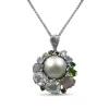 Stephen Dweck Rockrageous Mabe Pearl Green Tourmaline Green Labradorite Chrome Diopside Peridot Moonstone and Green Prasiolite Pendant in Sterling Silver< Necklace